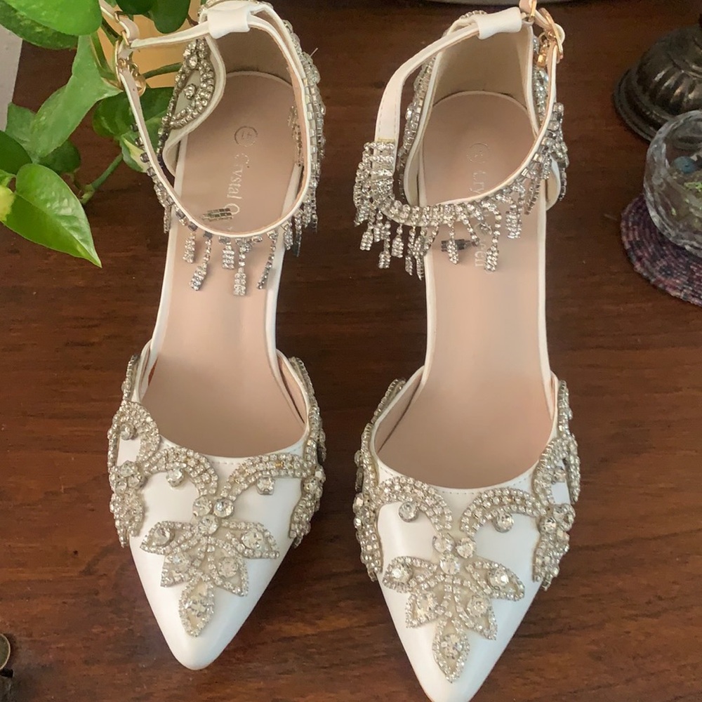 Rhinestone crystal queen wedding /prom high heel shoes